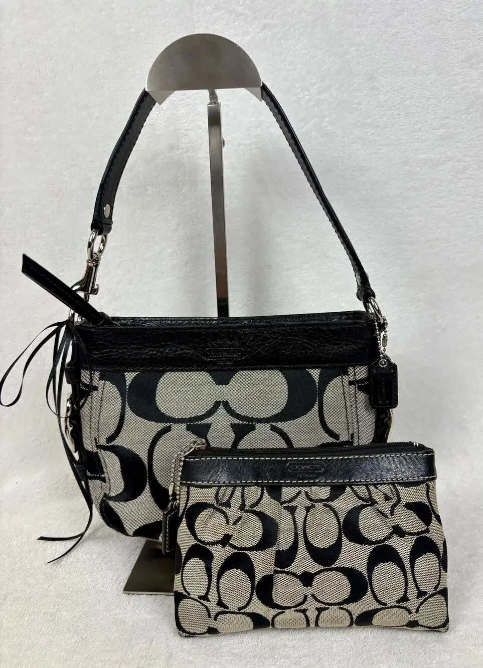 Coach Y2K Mini Zoe Compact Hobo with Matching Signature Pleated Wristlet Pouch